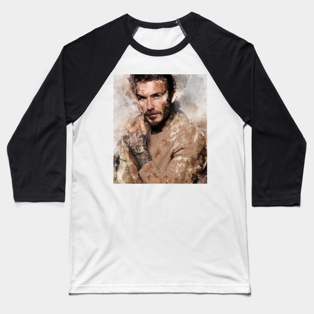 david beckham  Watercolour Painting Baseball T-Shirt by nonagobich